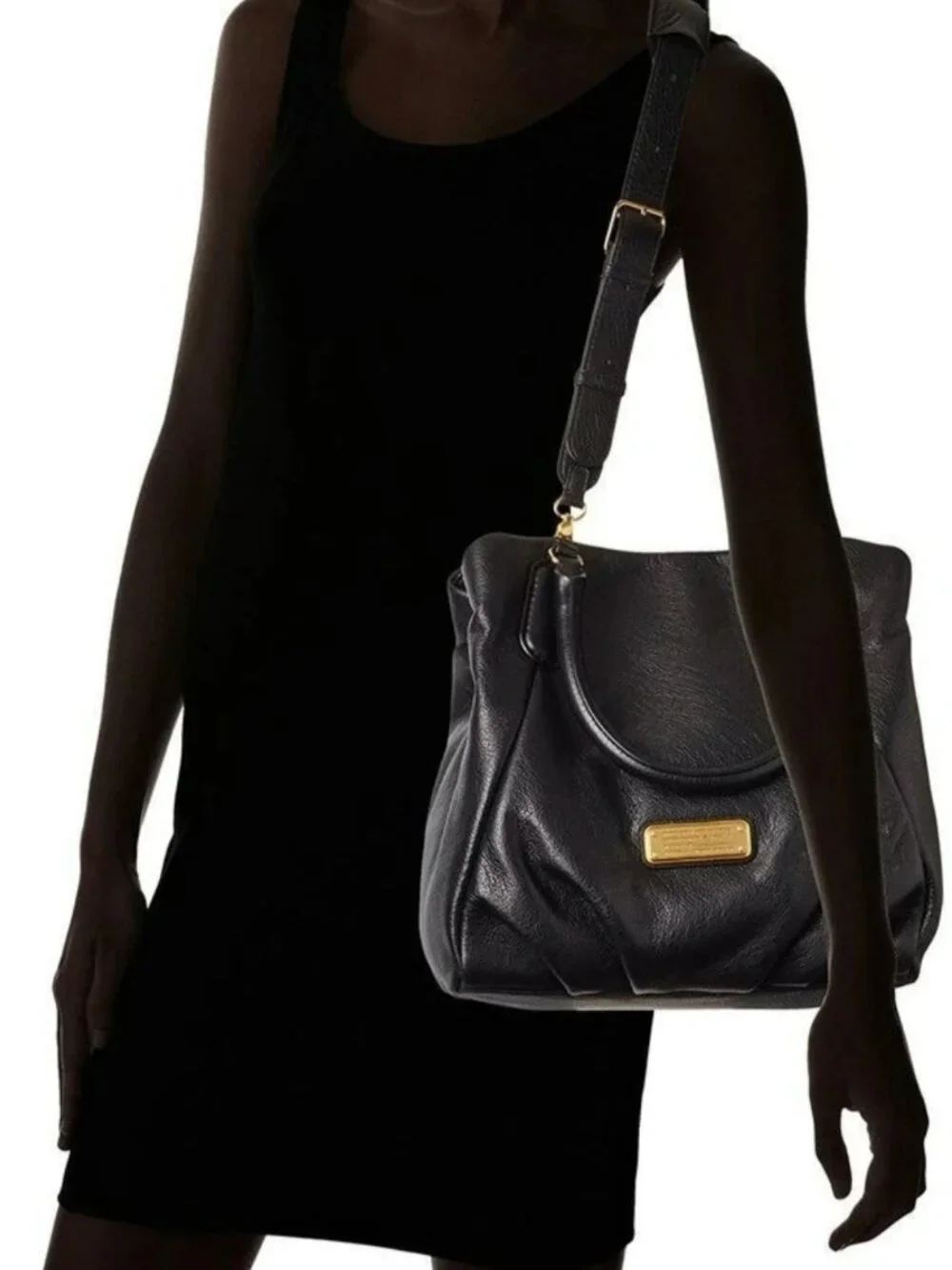 Authentic MARC by Marc Jacobs Classic Q-Franc Black Pebble Leather Shoulder Bag - Picture 5 of 11
